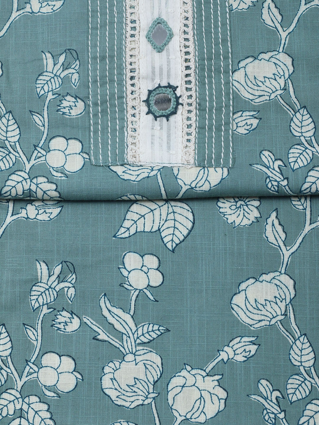 Embroidered Cotton Blend Unstitched Suit With Pant &amp; Dupatta