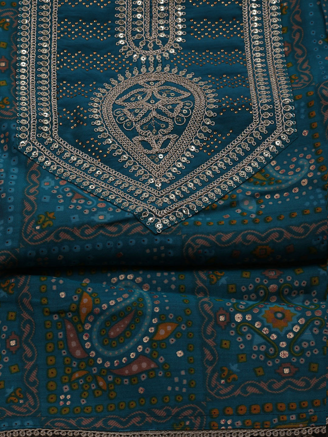 Neck Embroidered Muslin Unstitched Suit With Dupatta