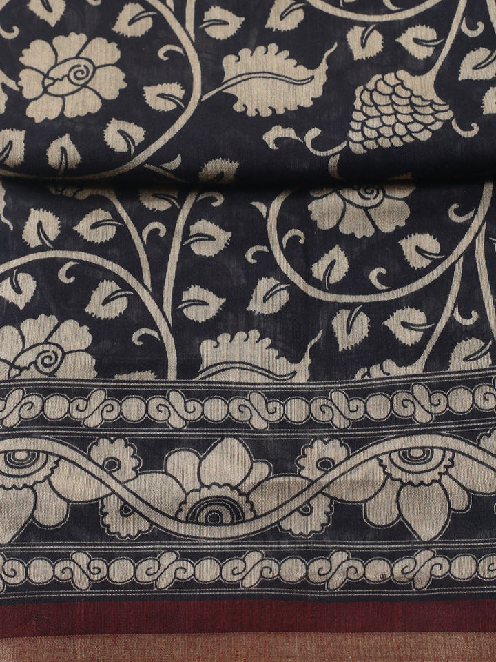 Printed Cotton Blend Unstitched Suit With Pant &amp; Dupatta