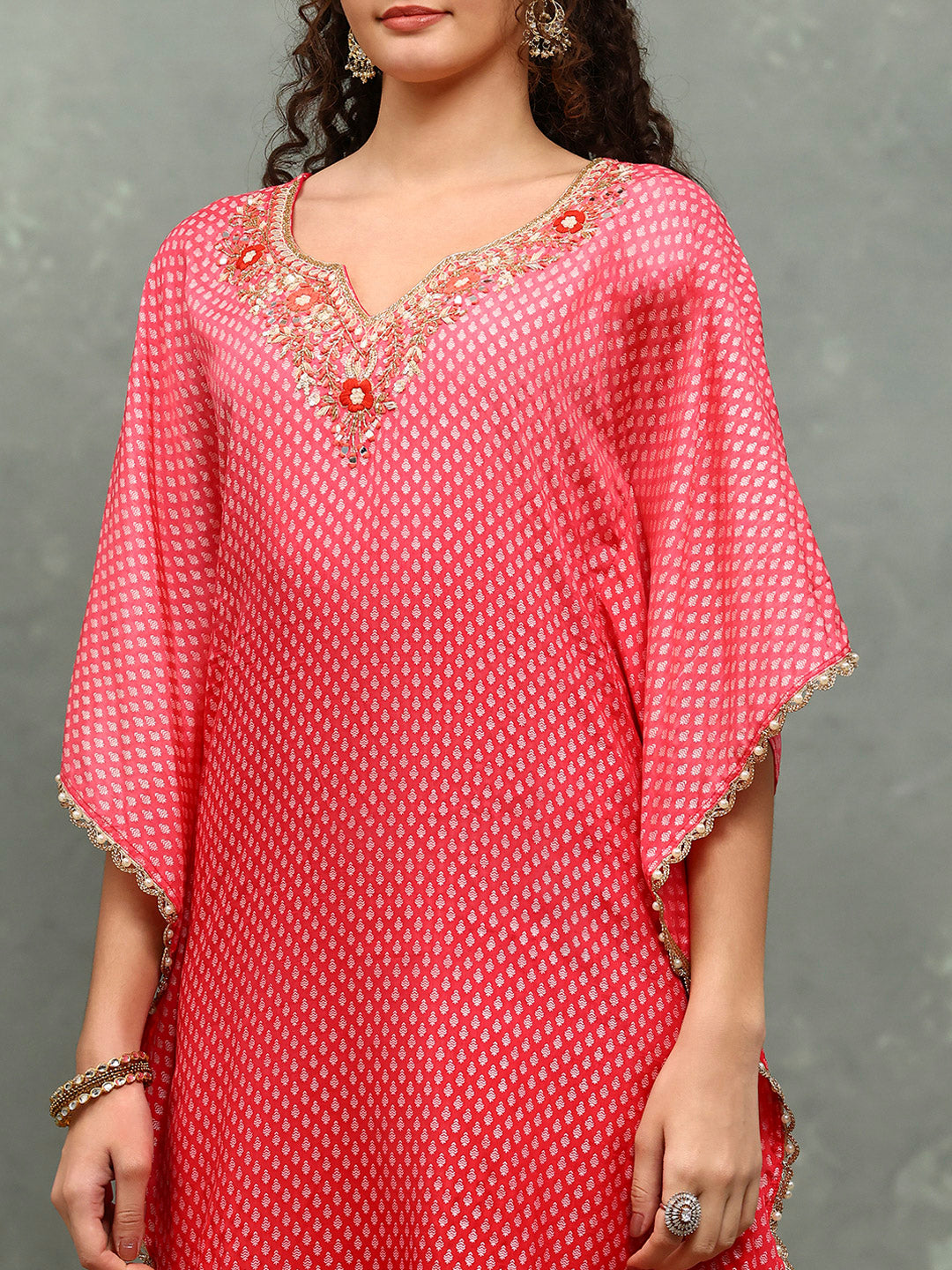 Neck Embroidered Art Silk Kurta With pants
