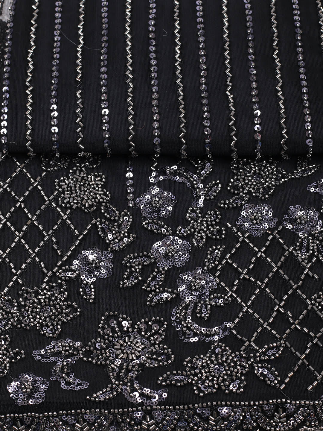 Embroidered Net Unstitched Suit With Pant &amp; Dupatta