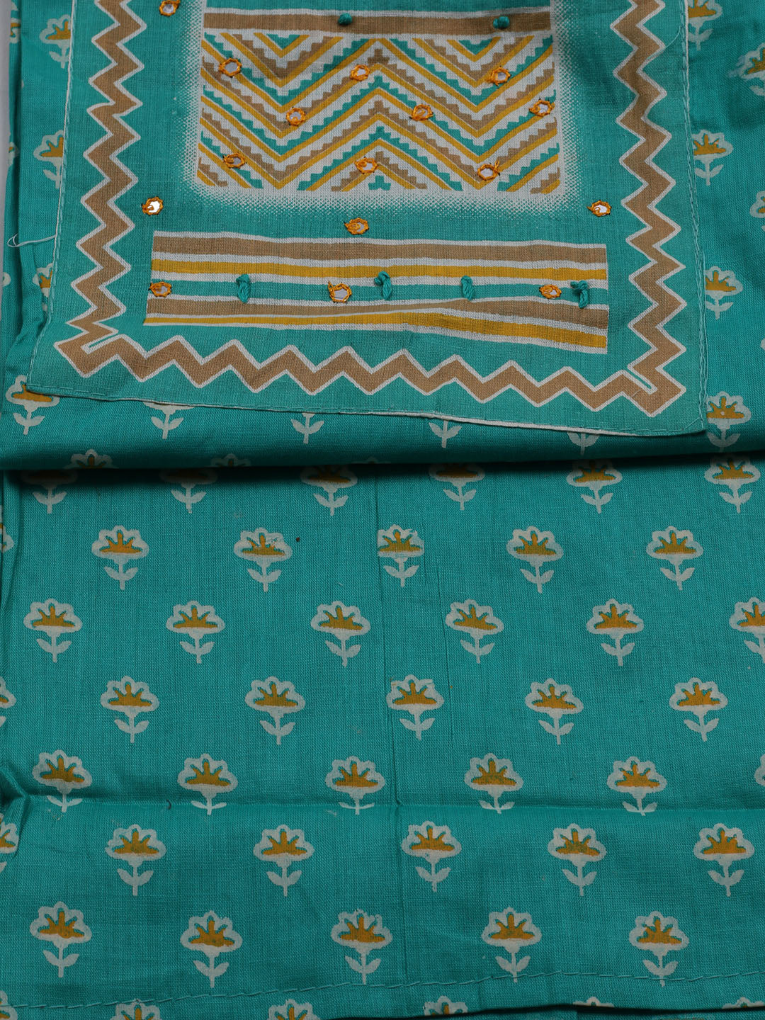 Printed Cotton Blend Unstitched Suit With Dupatta