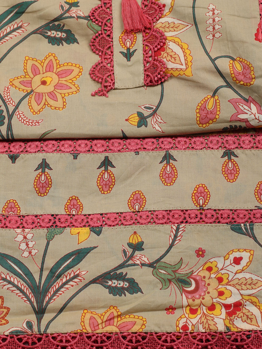 Embroidered Cotton Blend Unstitched Suit With Pant &amp; Dupatta