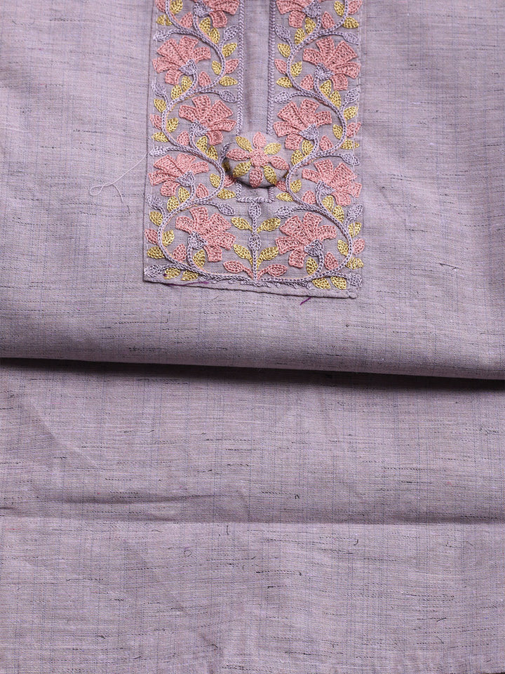 Embroidered Cotton Unstitched Suit With Dupatta