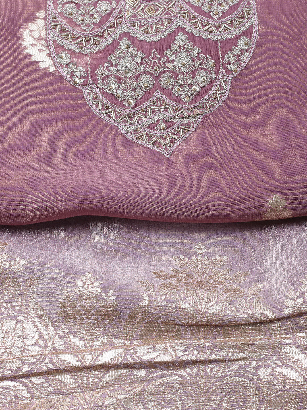 Embroidered Tissue Unstitched Suit With Dupatta