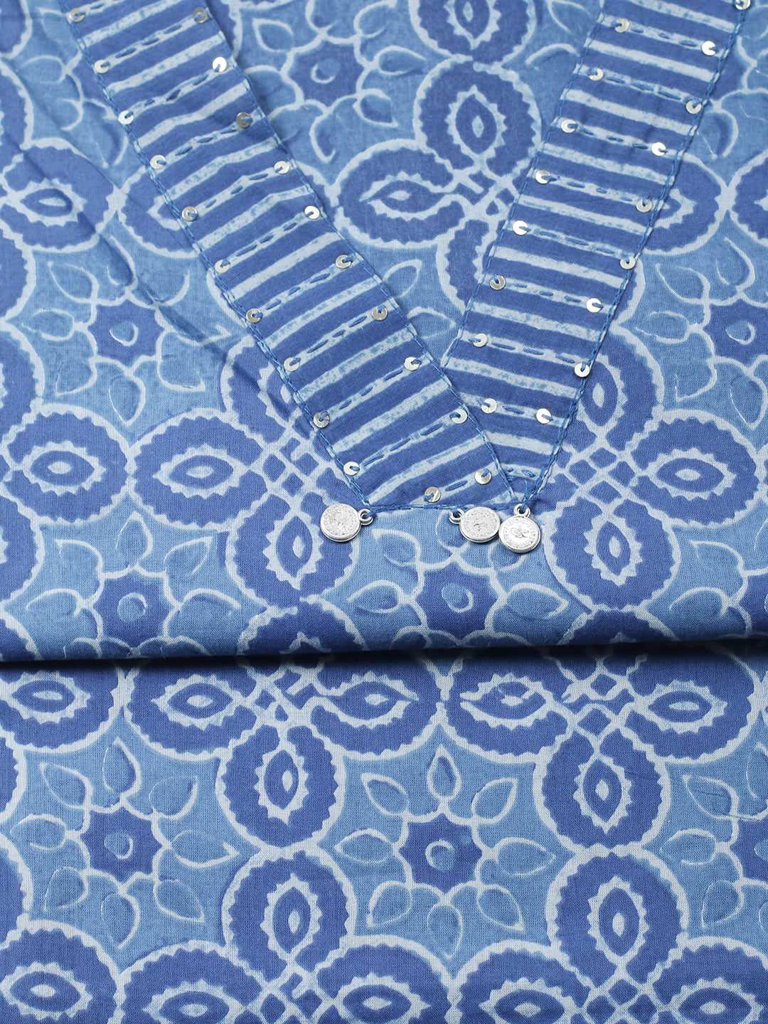 Embroidered Cotton Blend Unstitched Suit With Pant &amp; Dupatta
