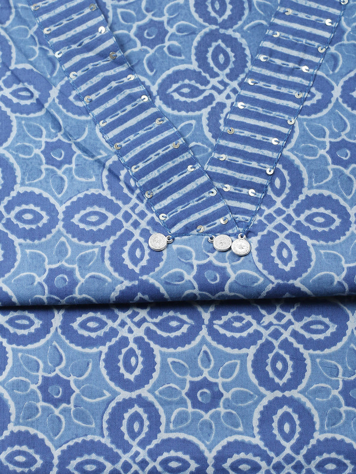 Embroidered Cotton Blend Unstitched Suit With Pant &amp; Dupatta