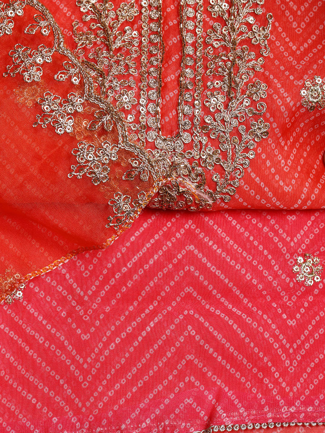 Neck Embroidered Organza Unstitched Suit With Dupatta