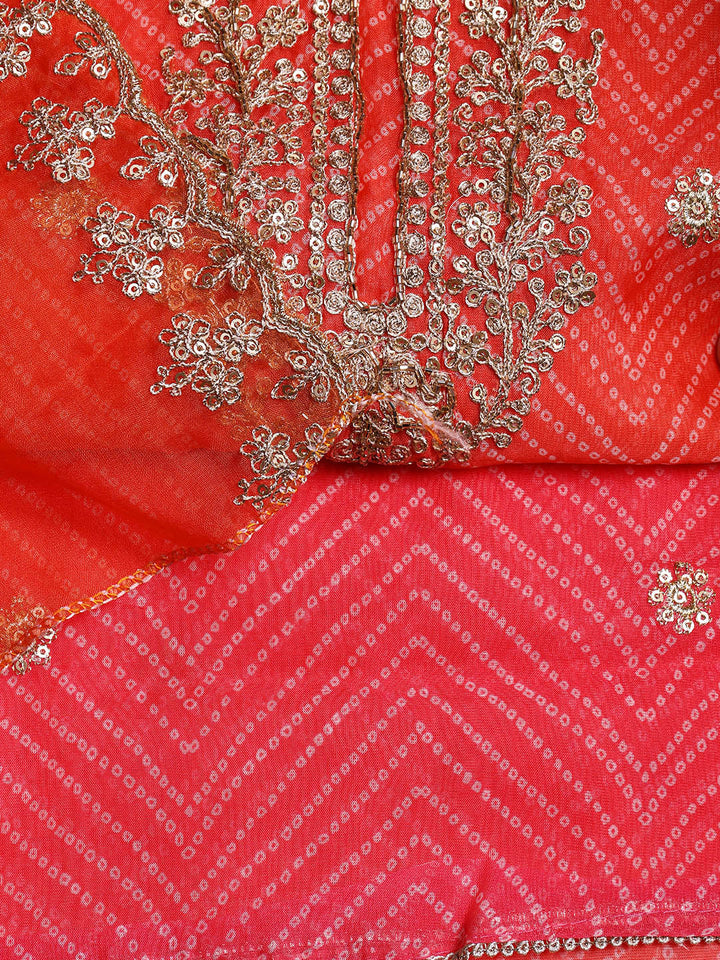 Neck Embroidered Organza Unstitched Suit With Dupatta