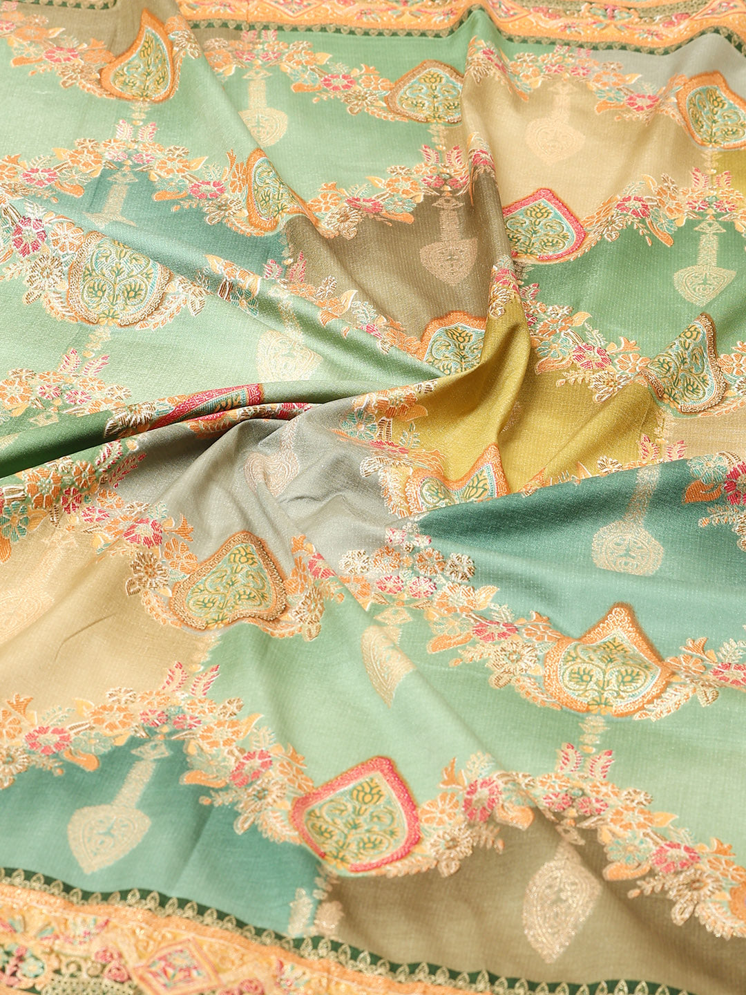Zari Jaal Woven &amp; Printed Art Silk Saree