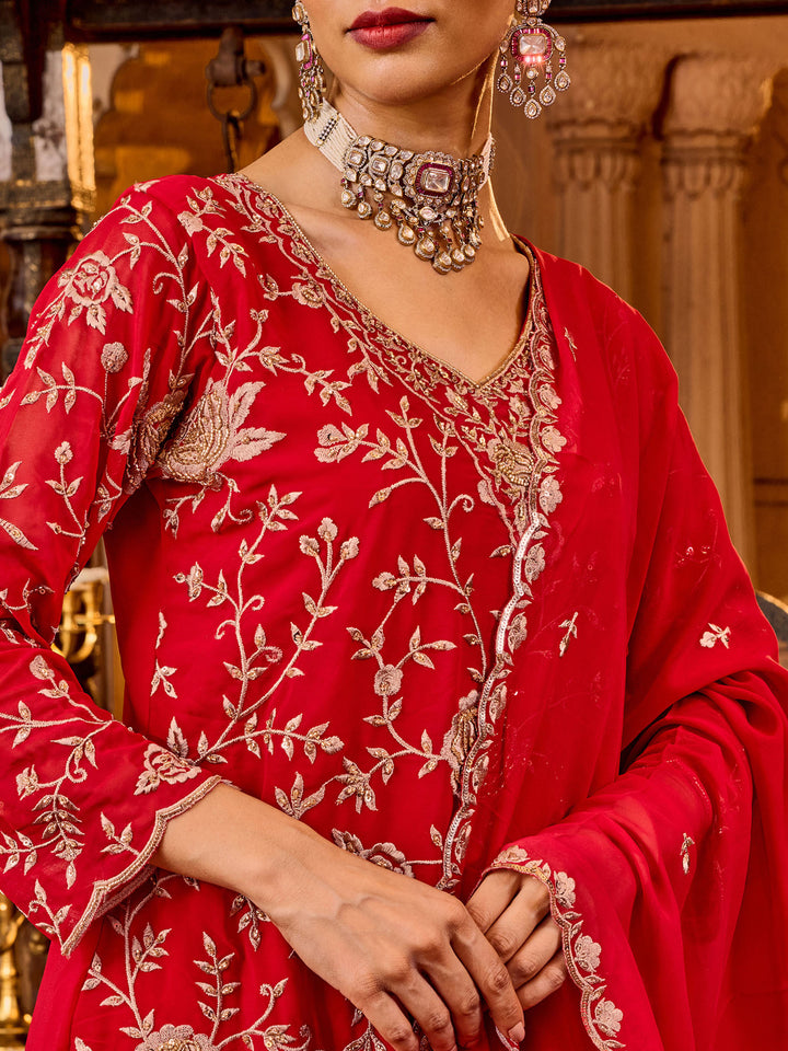 Rani Georgette Kurta With Pant &amp; Dupatta