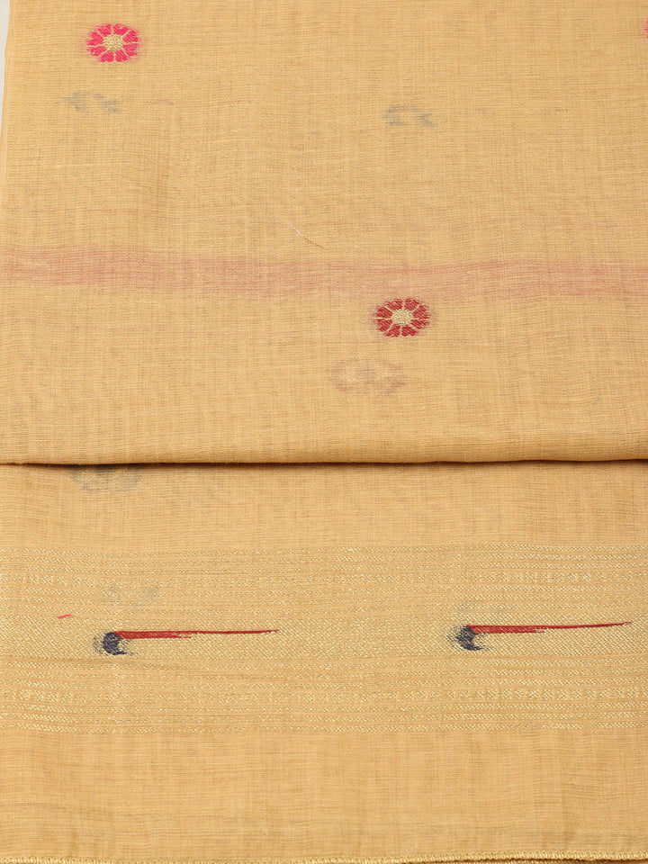 Embroidered Chanderi Unstitched Suit With Pant &amp; Dupatta