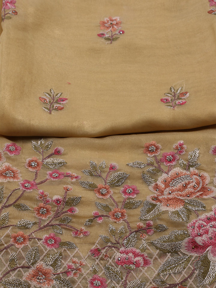 Embroidered Organza Unstitched Suit With Dupatta