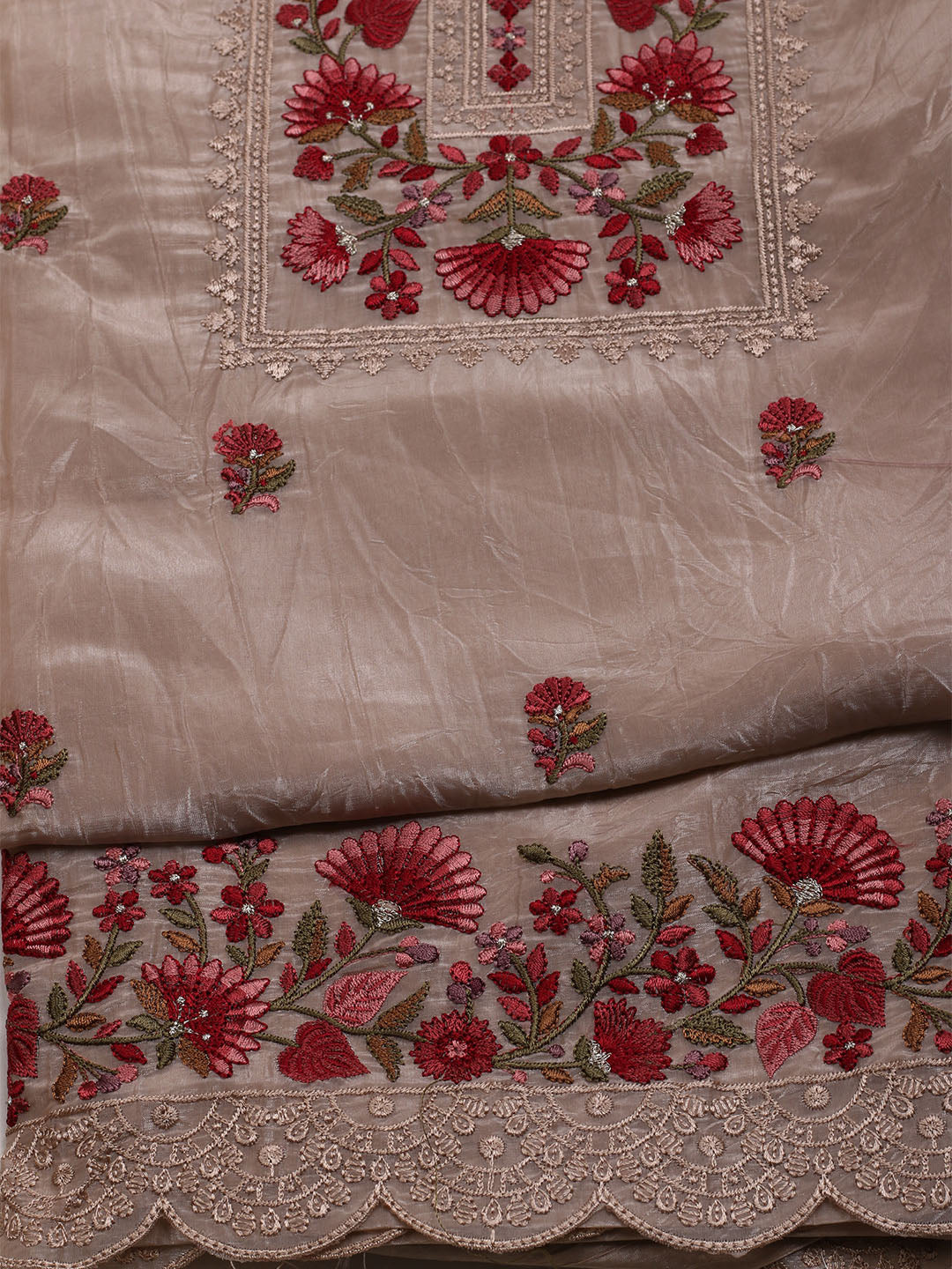 Printed Tissue Unstitched Suit With Dupatta