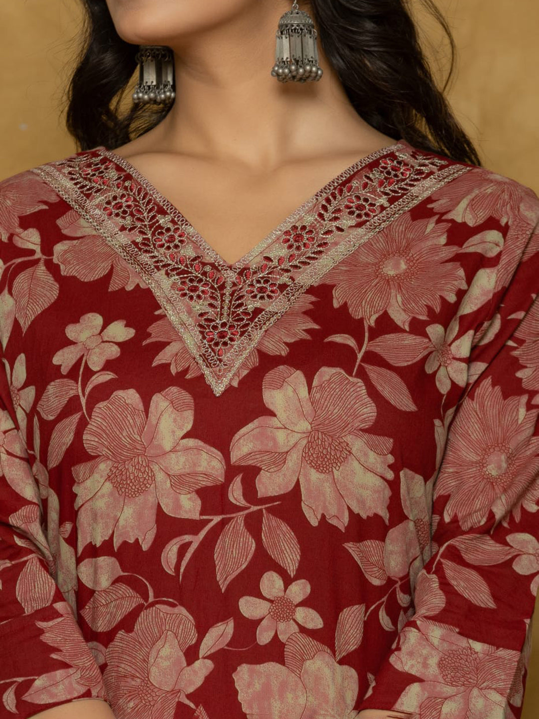 Printed Cotton Blend Kurta With Pants & Dupatta