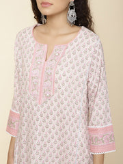 Tropical Printed Cotton Kurta With Pants