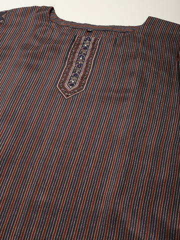 Stripes Printed Muslin Kurta