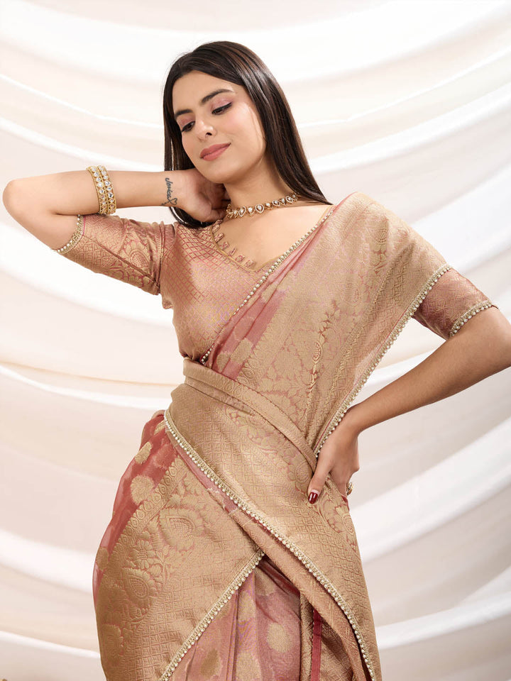 Zari Border Booti Woven Art Silk Saree