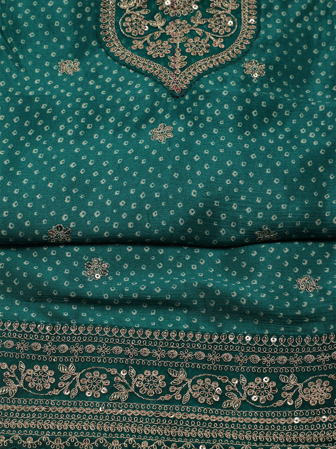 Embroidered Art Silk Unstitched Suit With Dupatta