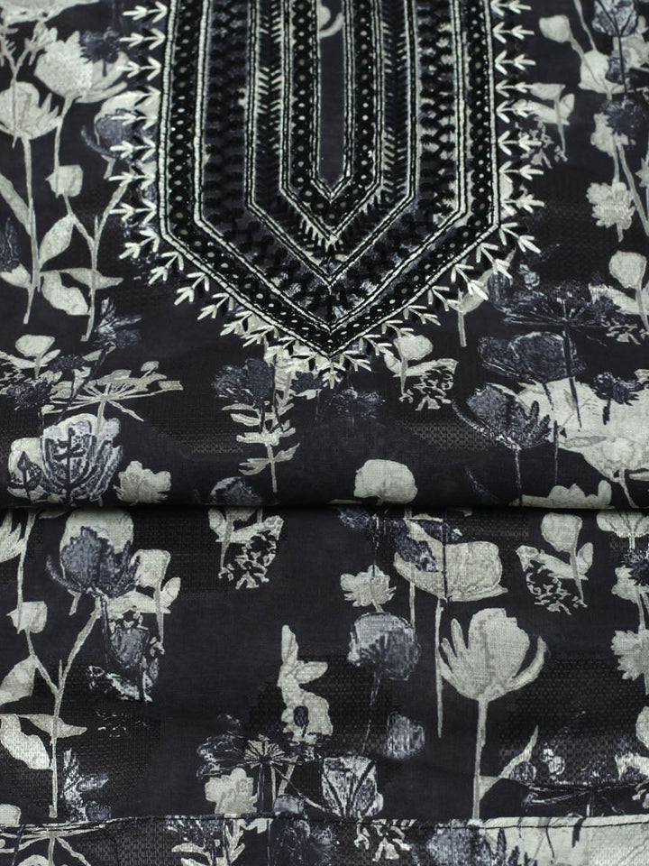 Embroidered Muslin Unstitched Suit With Pant &amp; Dupatta