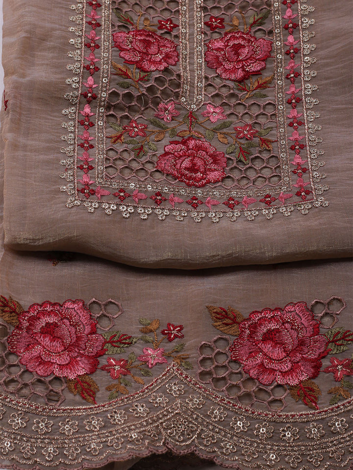 Embroidered Tissue Unstitched Suit With Dupatta