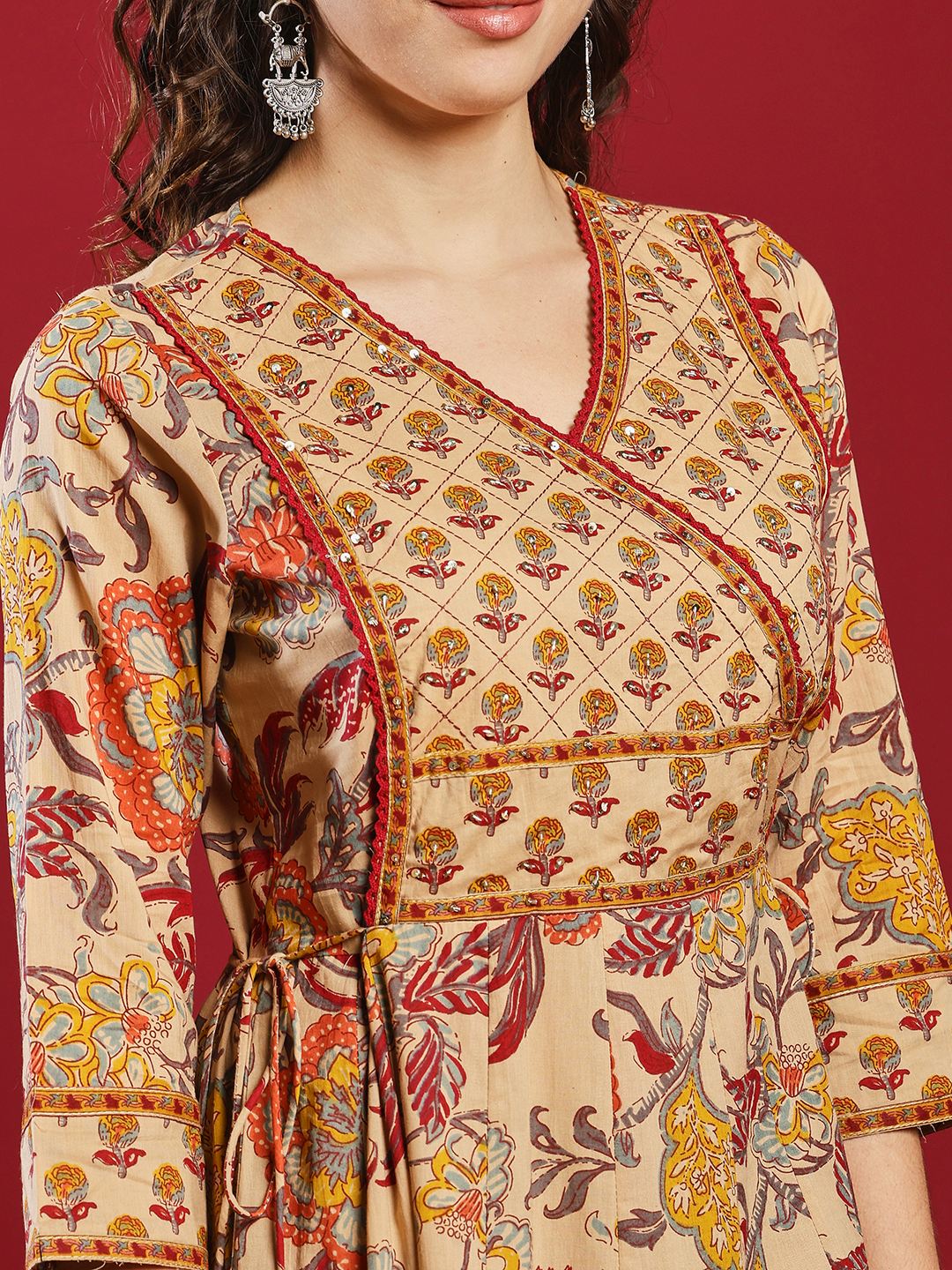 Printed Cotton Kurta With Pant &amp; Dupatta