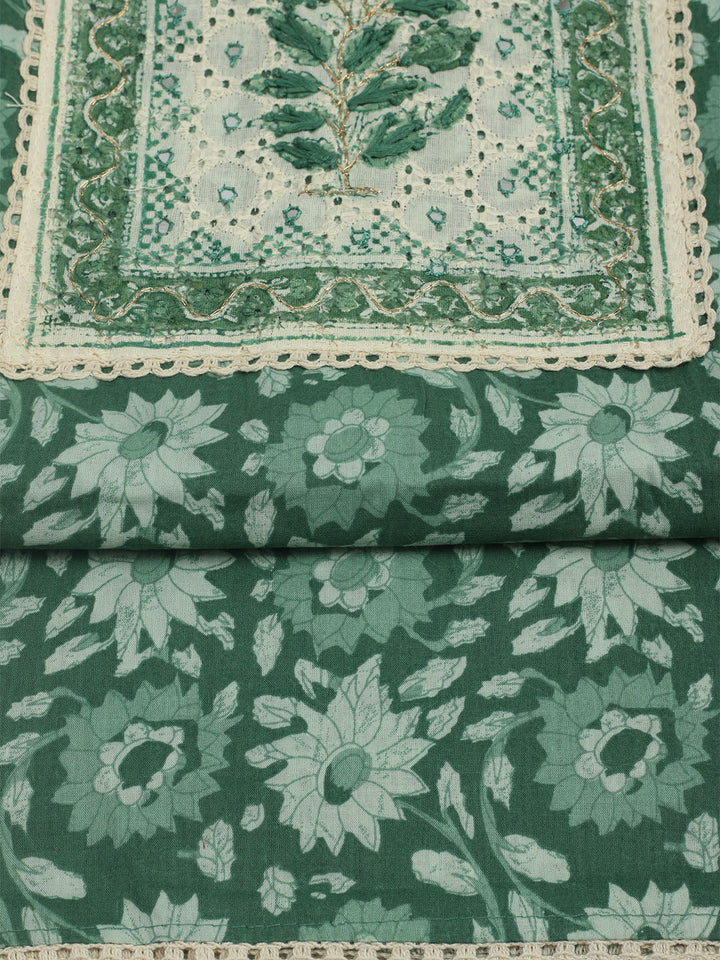 Printed Cotton Unstitched Suits Printed Suit With Pant &amp; Dupatta