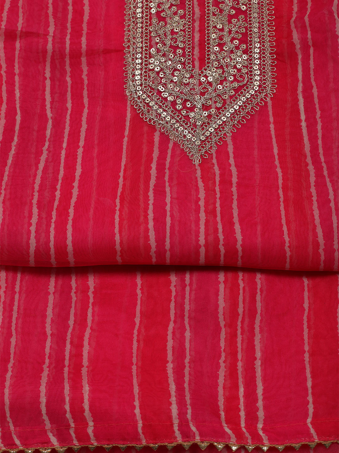 Embroidered Organza Unstitched Suit With Dupatta