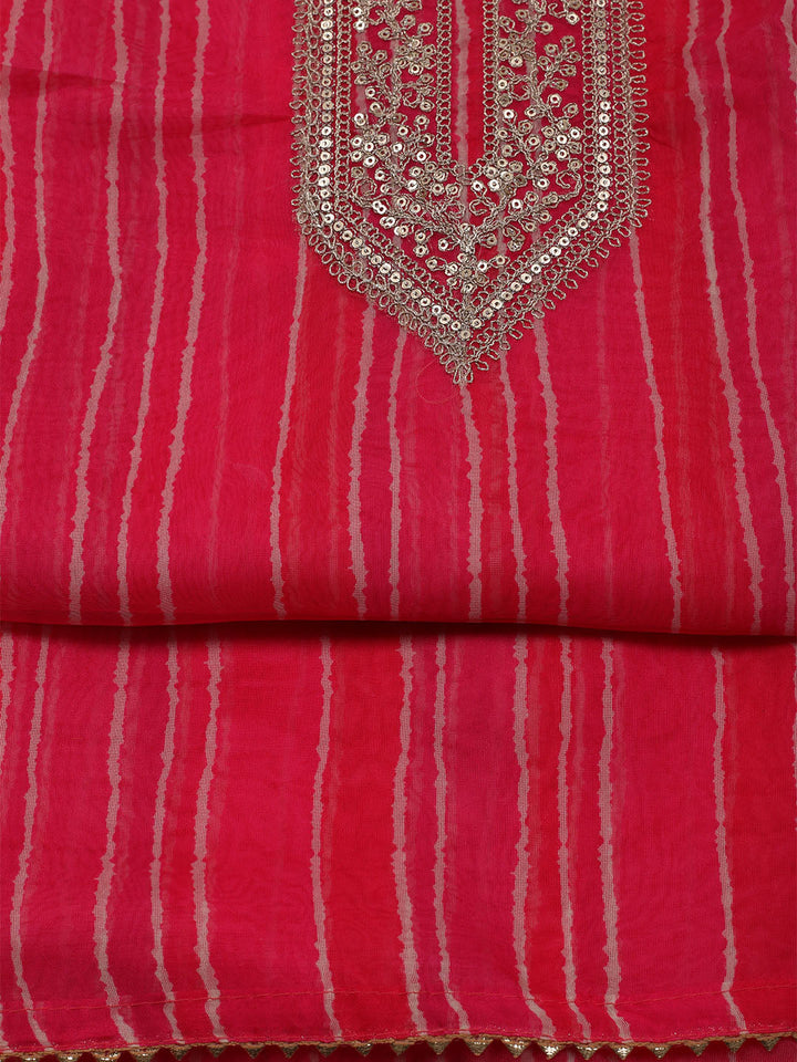 Embroidered Organza Unstitched Suit With Dupatta