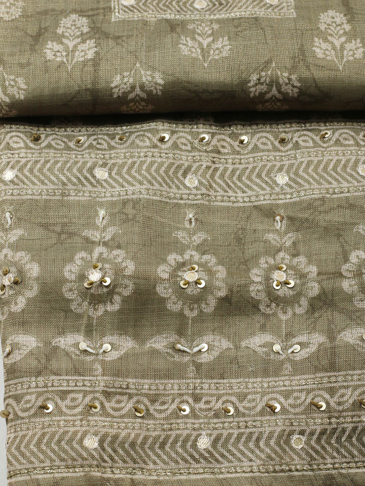 Embellished Tissue Unstitched Suit With Pant &amp; Dupatta