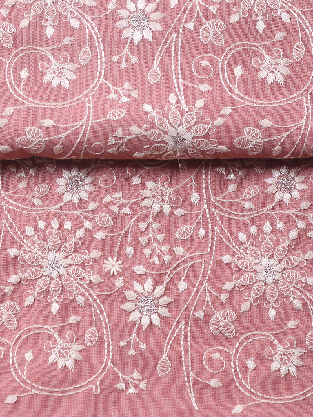 Embroidered Chanderi Unstitched Suit With Pant &amp; Dupatta