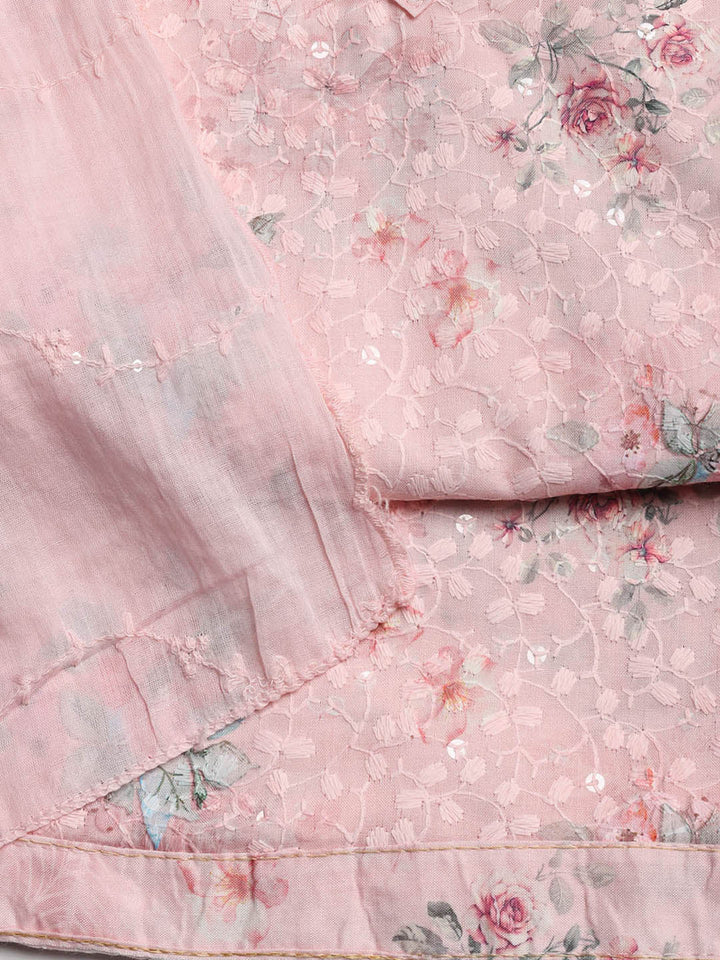 Embroidered Cotton Blend Unstitched Suit With Dupatta