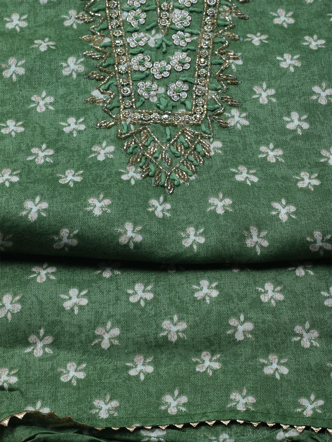 Embroidered Cotton Blend Unstitched Suit With Dupatta