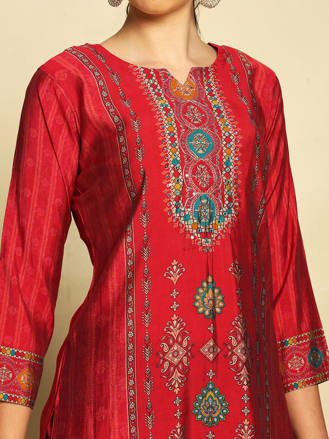 Printed Cotton Suit With Pant &amp; Dupatta