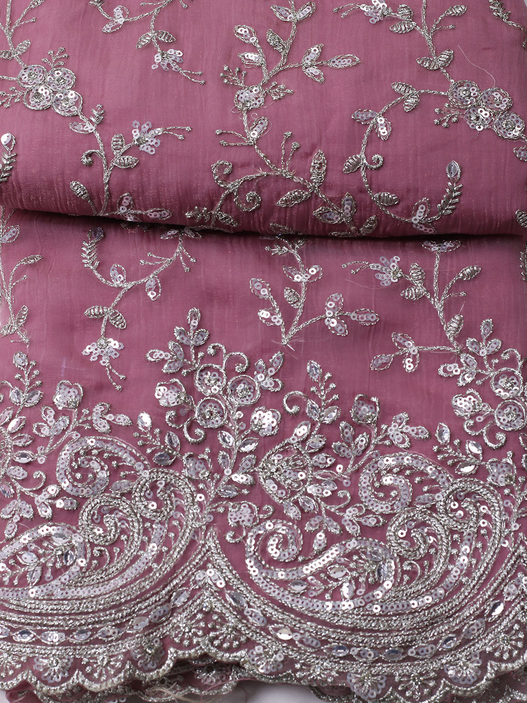 Embroidered Organza Unstitched Suit With Pant &amp; Dupatta