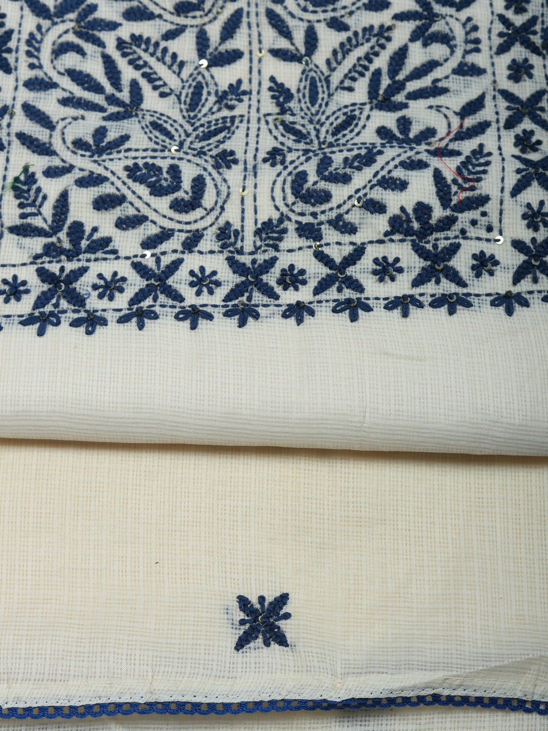 Embroidered Cotton Blend Unstitched Suit With Pant &amp; Dupatta