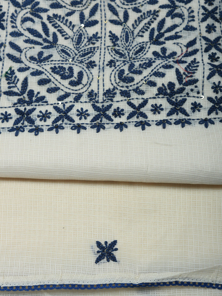 Embroidered Cotton Blend Unstitched Suit With Pant &amp; Dupatta