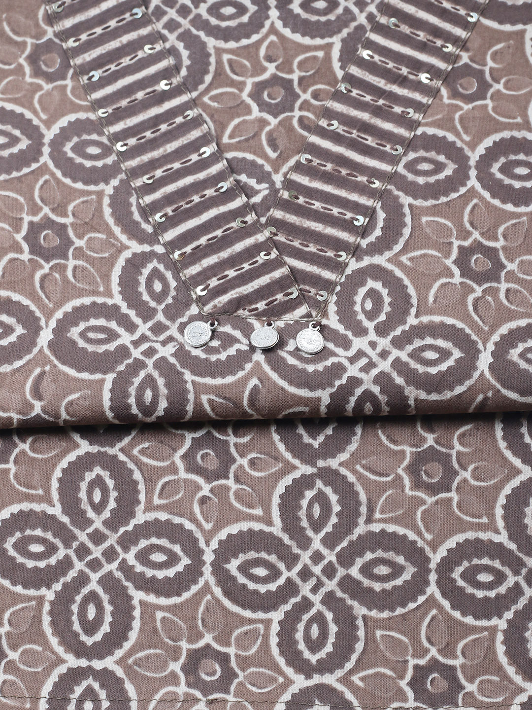 Embroidered Cotton Blend Unstitched Suit With Pant &amp; Dupatta