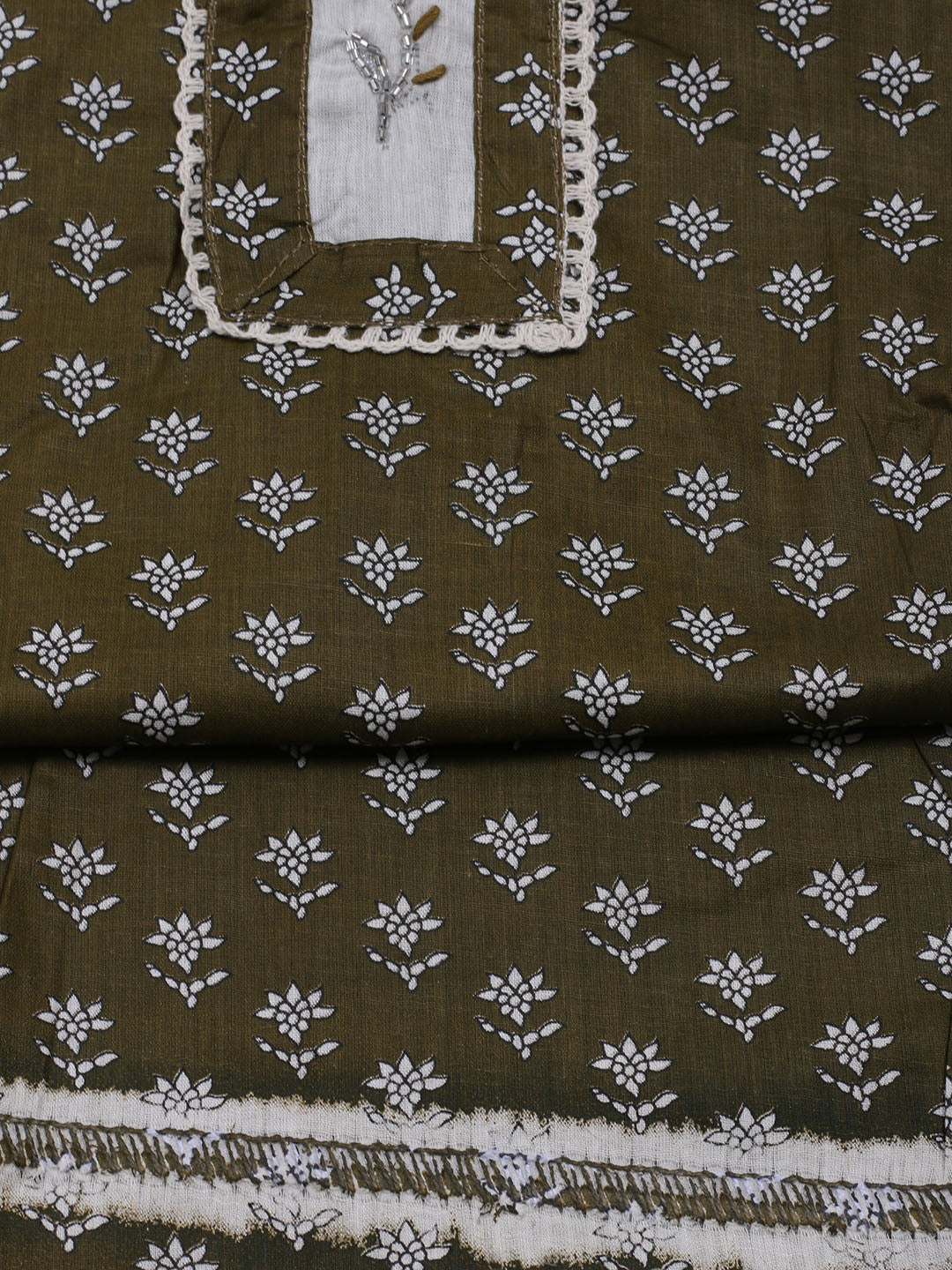 Printed Cotton Blend Unstitched Suit With Dupatta