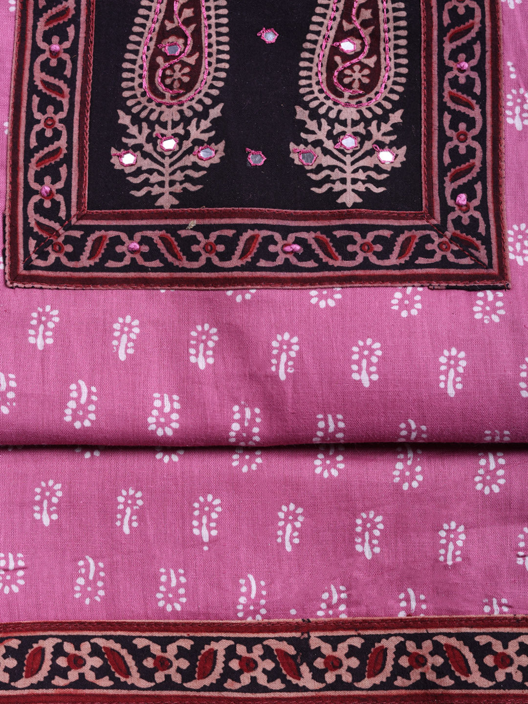 Printed Cotton Blend Unstitched Suit With Pant &amp; Dupatta