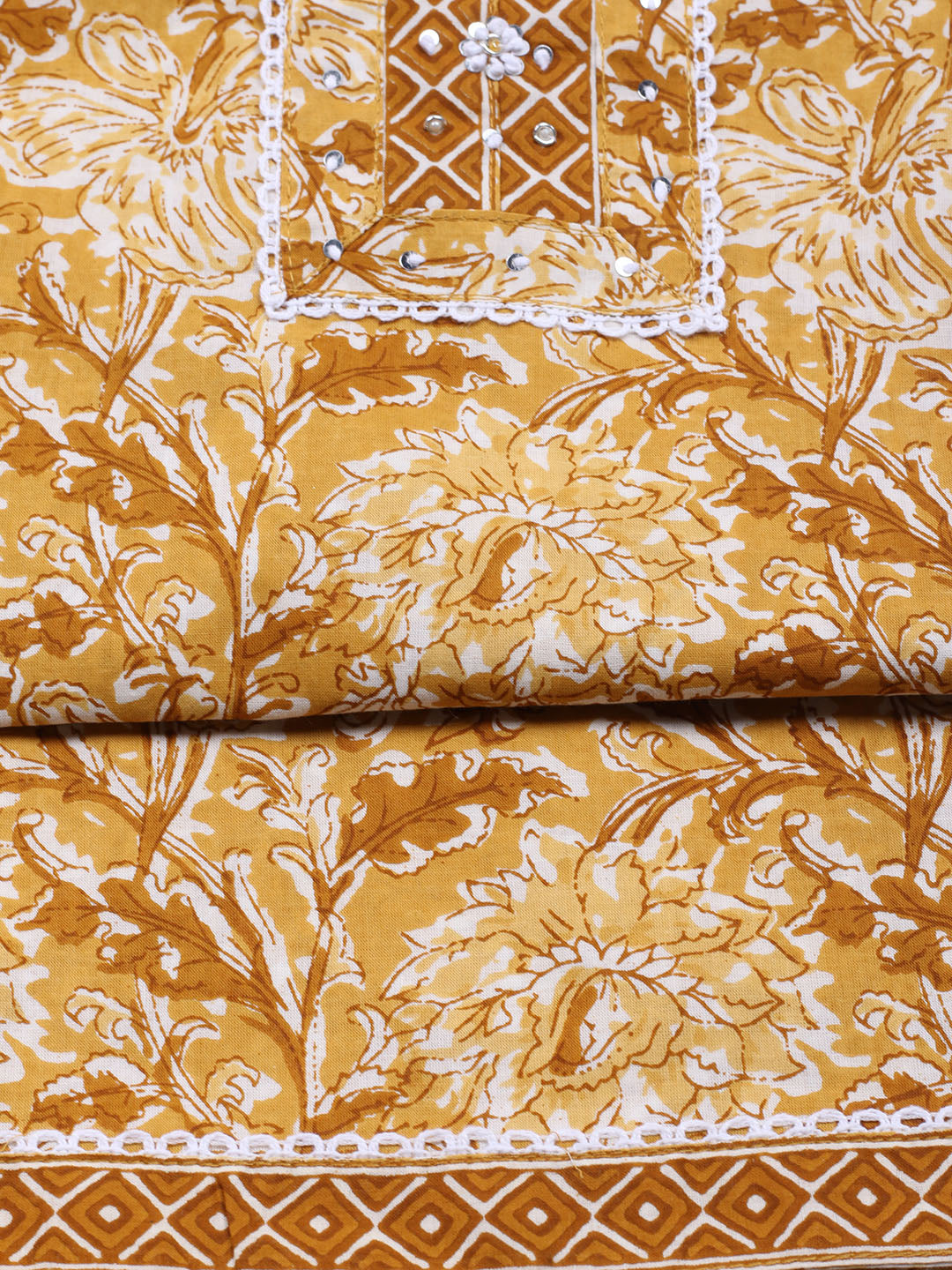 Printed Cotton Blend Unstitched Suit With Dupatta