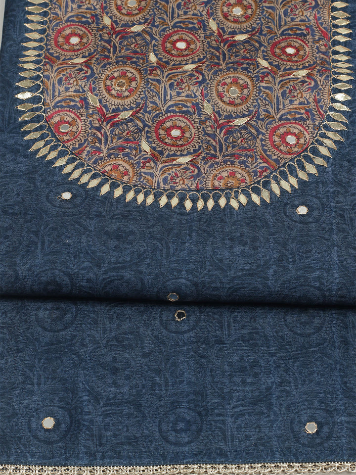 Embroidered Tussar Unstitched Suit With Dupatta