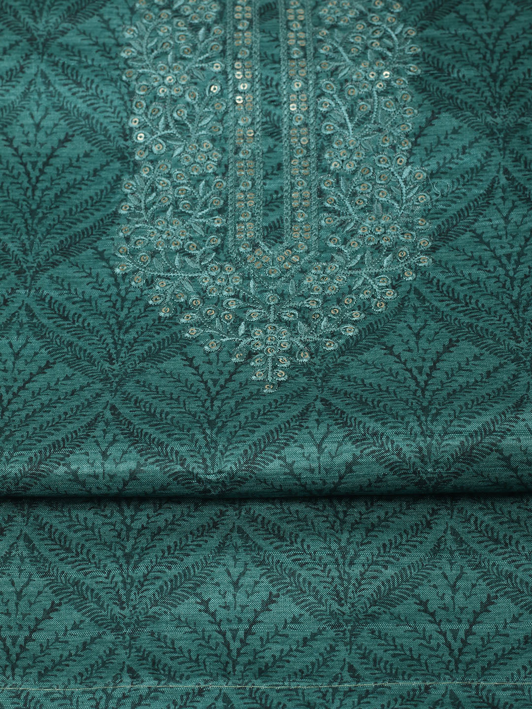 Embroidered Cotton Unstitched Suit With Pant &amp; Dupatta