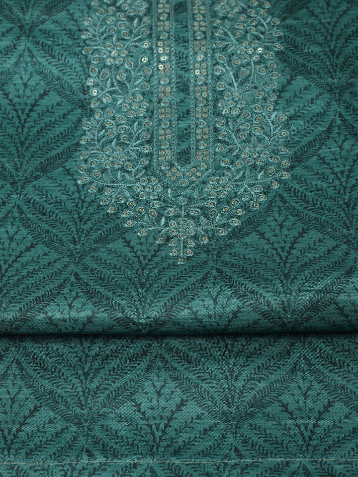 Embroidered Cotton Unstitched Suit With Pant &amp; Dupatta
