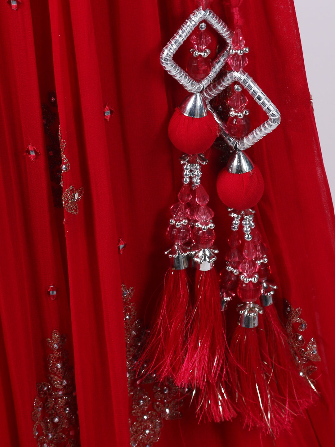 Resham Mirror Work Georgette Choli With Lehenga &amp; Dupatta