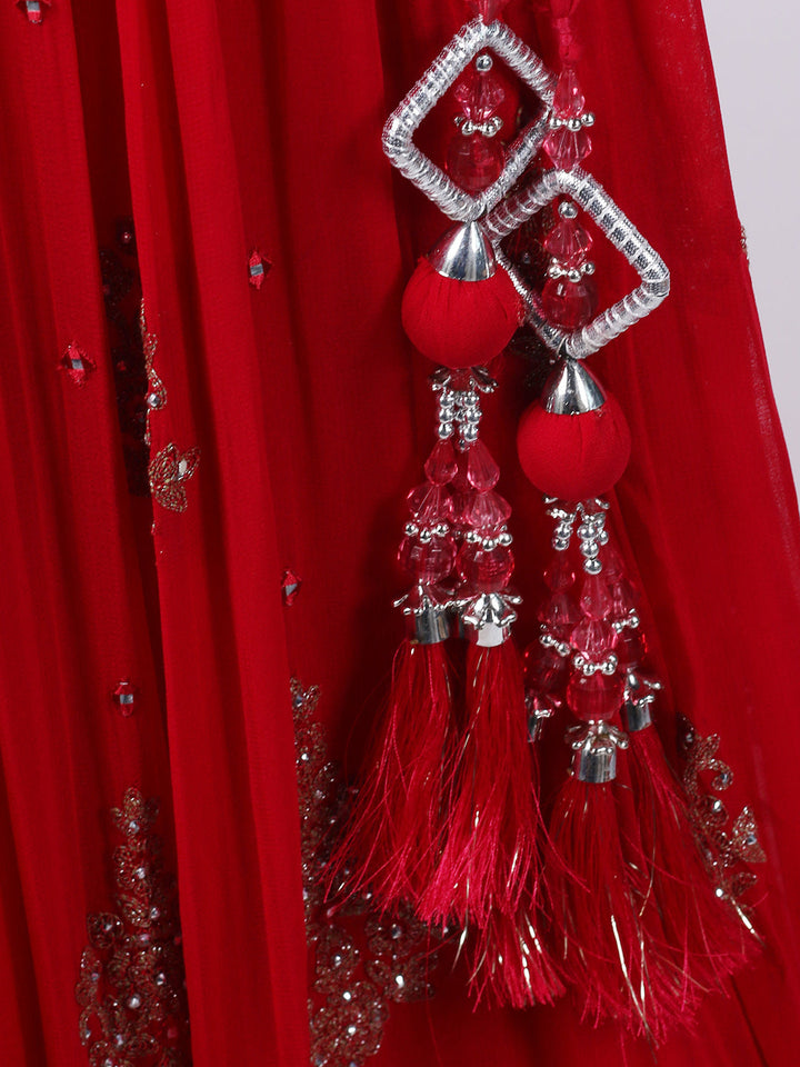 Resham Mirror Work Georgette Choli With Lehenga &amp; Dupatta