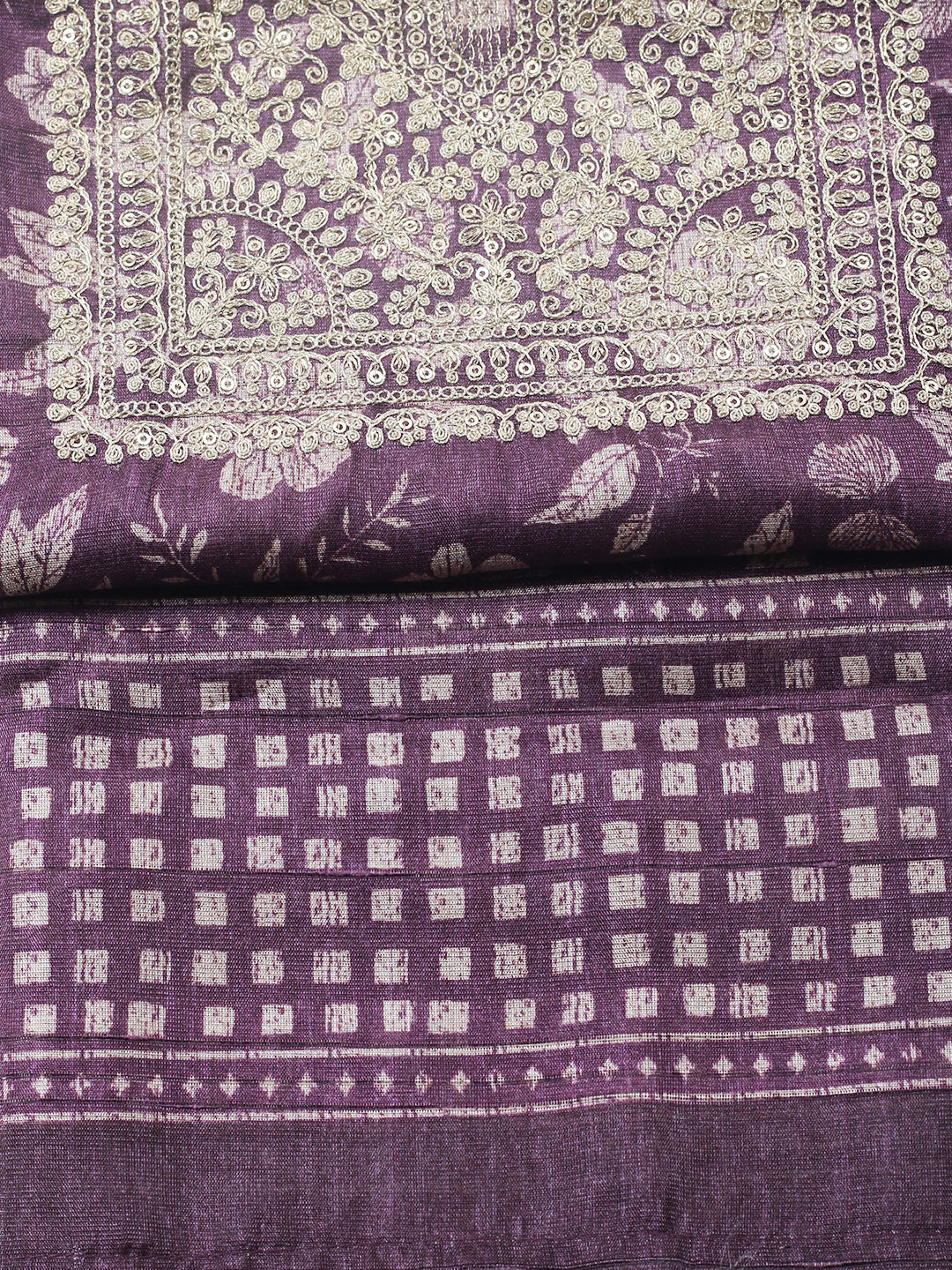 Embroidered Cotton Blend Unstitched Suit With Pant &amp; Dupatta