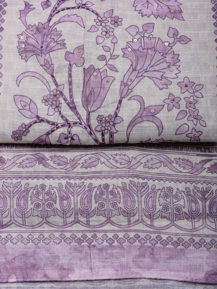 Embroidered Tissue Unstitched Suit With Pant &amp; Dupatta