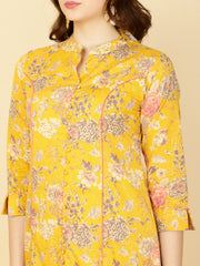 Floral Printed Cotton Kurta With Pants