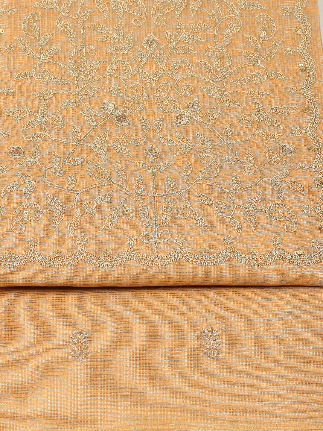 Embroidered Tissue Unstitched Suit With Pant &amp; Dupatta
